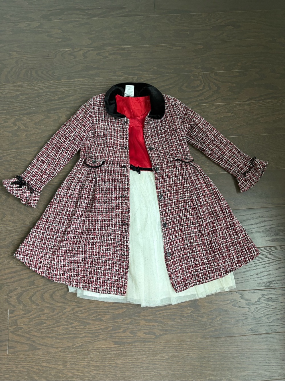 Nannette Kids Christmas tutu skirt dress and tweed coat